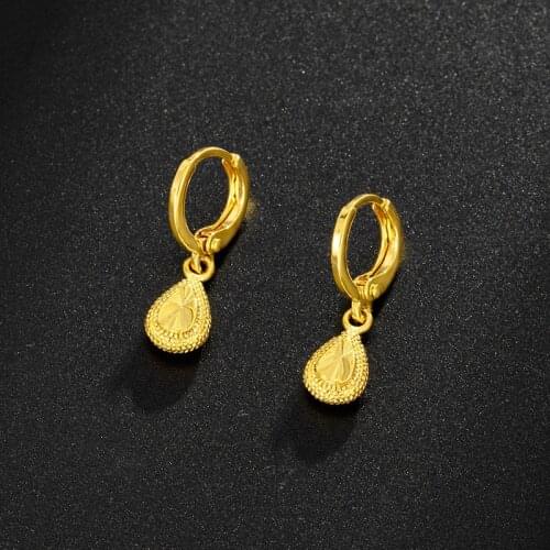 Gold Color Drop Earrings for Women Fashion Simple Jewelry Earrings Charm Romantic Elegant Female Daily Gold Earring for Wedding
