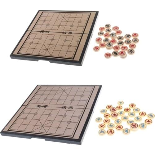 Folding Chinese Chess Set Magnetic Foldable Board Game Chessboard Kids Childrren Birthday Gift for Camping Hiking Accessories