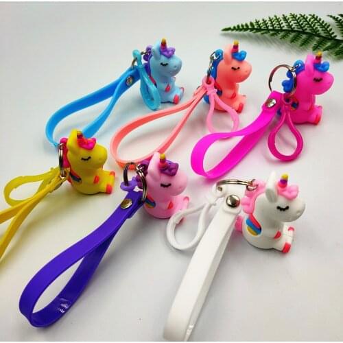 Cute PVC Soft Cartoon Fantasy Unicorn Keychain Pendant Car School Bag Accessories Pendant Practical Creative Gift