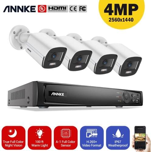 ANNKE 4MP FHD POE Network Video Security System 8MP POE Recorder With 4MP Full Color Night Vision Surveillance CCTV POE Cameras