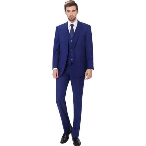 Groomsmen Light Navy Blue Groom Tuxedos Notch Lapel Mens Suits Wedding Best Man 3 Pieces ( Jacket+Pants+Vest+Tie ) C826