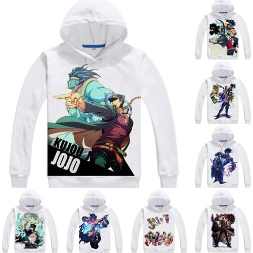 Kujo Jotaro Star Platinum Mens Hoodies JoJos Bizarre Adventure Men Sweatshirt Streetwear Anime Hoodie Printed Long Hooded