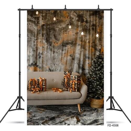 Christmas Tree Gifts Sofa Photography Backgrounds Vinyl Cloth Backdrop for Children Baby Family Party Photophone Photo Studio