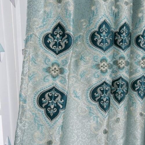 High-grade European Pastoral Curtains for Living Room Hollow Chenille Curtains for Bedroom Embroidery Curtain Tulle