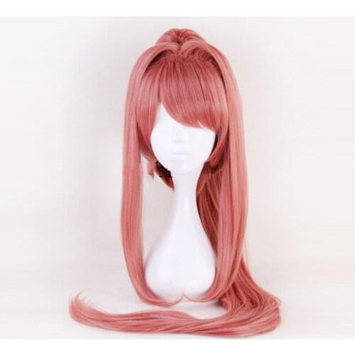 High Quality Doki Doki Literature Club! Monika Wigs DDLC 100cm Long Heat Resistant Synthetic Hair Cosplay Wig + Free Wig Cap