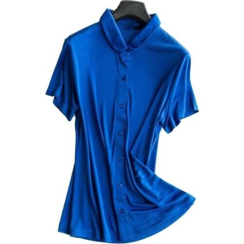 Women Stretch Breathable Chemise Lady Silk La Camisa Woman Spring 96% Silk Blouse Female Autumn Oversize Hedging Silk Shirts