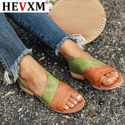 HEVXM 2020 New Women Flat Sandals Female Fashion Gladiator Shoes Summer Comfortable Sandals Ladies Slip-on Party Office Shoes