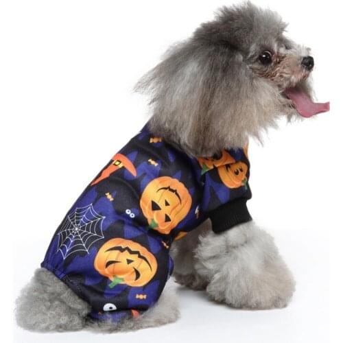 Pumkin Bat Printed Halloween Dog Jumpsuit Shirt Pet Pajamas Bodysuit Small Medium Dog Teddy Chihuahua Costume Pets Ropa Perro