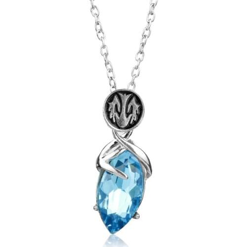 1pcs 3D Game Final Fantasy Crystal Chronicles Yuna Necklace Blue Crystal Drop Pendant Classic Cloud Strife Cosplay Accessories