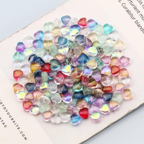 20/40/60/80/100pcs Heart Shaped 6mm Glass Loose Beads For Jewelry Making DIY Handmade Necklace Bracelet Crystal Pendant