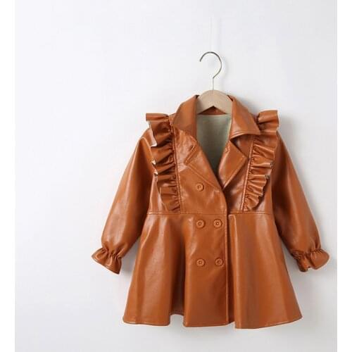 2020 Baby Girls Spring Autumn Winter PU Coat Jacket Kids Fashion Leather Jackets Children Coats outwear Clothes 2-8 years