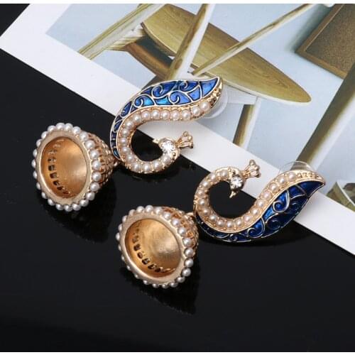 2021 New Retro Indian Bollywood Kundan Peacock Jhumka Jhumki Drop Earrings Gypsy Jewelry