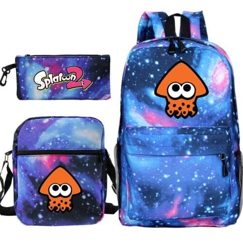 Kawaii Splatoon Backpack Students Book bag 3pcs Set Pencil Case Shoulder Bags Boys Girls School Bag Men Women Sport bag Mochila