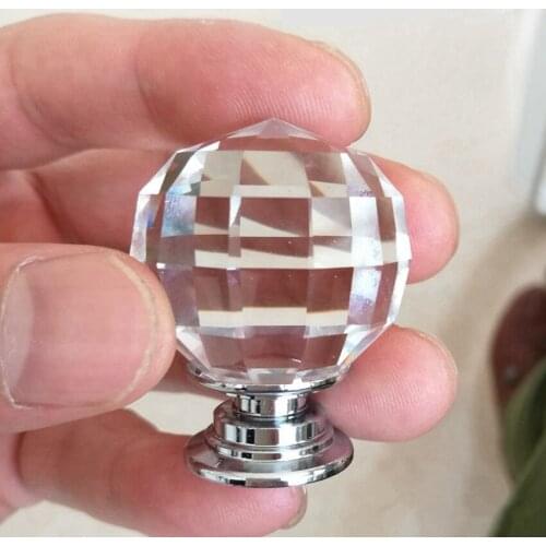 31mm modern simple fashion clear glass crystal drawer tv table knobs pulls diamond head silver kitchen cabinet dresser handles