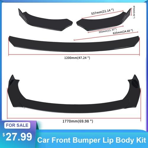 4 Pieces Car Front Bumper Lip Body Kit ABS Bumper Lip Chin Spoiler Splitter Universal Car Accessories