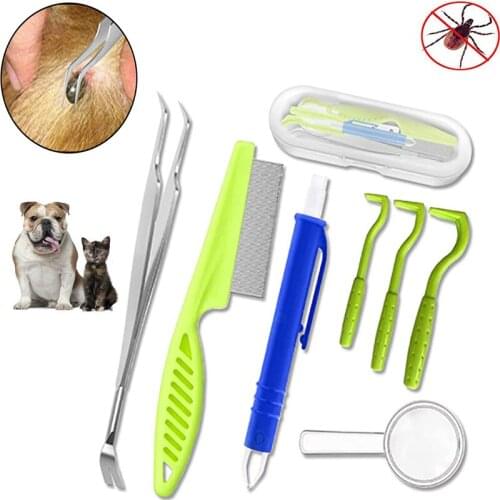 5-7Pcs Pet Flea Remover Tool Plastic Scratching Hook Remover Pet Cat Dog Grooming Supplies Tick Removal Tool Tweezers Comb