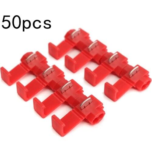 50Pcs Red Lock Wire Electrical Cable Connector Insulated Quick Splice Terminals Crimp For Car Electrical Crimp Cable Snap
