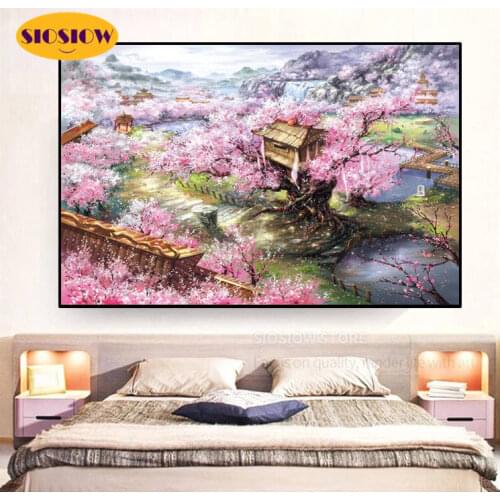 5d DIY Diamond Painting Cross Stitch Colorful Tree Scenery Full Square 3D Diamond Mosaic Embroidery Landscape Decor Living Room