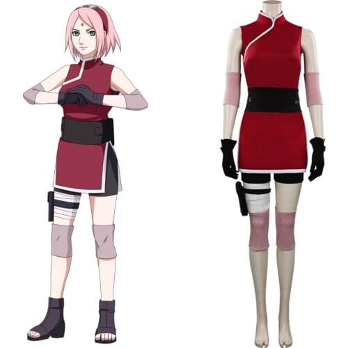 Anime Haruno Sakura Cosplay Costume Women Girls Cheongsam Skirt Outfit Halloween Carnival Kimono Costumes