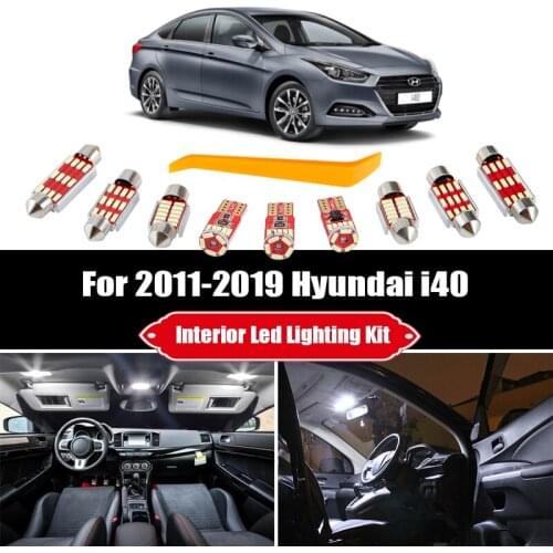 16pcs For Hyundai i40 2011-2019 White Canbus Car Accessories LED Interior Light Kit Map Dome Reading Roof License Plate Lamp