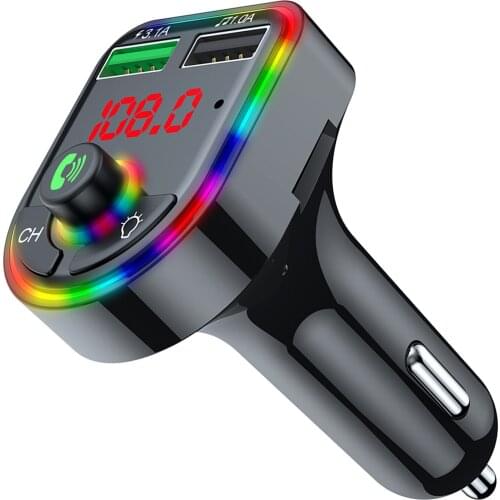 Car Kit Bluetooth 5.0 Handsfree Calling Wireless FM Transmitter LED MP3 Player USB Charger 3.1A Car Accessories Charger