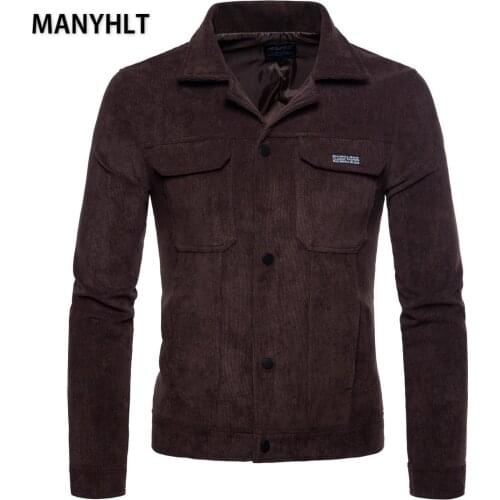 Branded Mens Clothing Corduroy Jacket Men Casual Coat Autumn Slim Fit Double Pockets Men Jackets Comfortable Outerwear 4xl