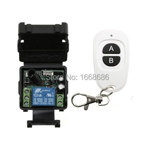 DC12V 1CH RF Wireless Mini Switch Relay Receiver Remote Controllers For Light switch With White Waterproof Transmitter shutters