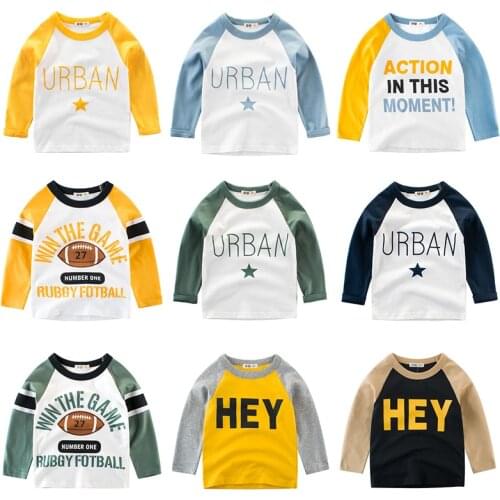 Children Tops T Shirt Boys Girls Kids Tee Print Clothing Cotton Baby Toddler Long Sleeves The Letter Clothes Full 2-8 Years