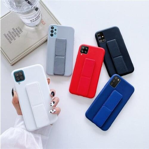 For Samsung Galaxy A82 A22 A02S A32 A72 A52 A12 A42 5G S21 FE Silicone Case Leather Holder Phone Stand Back Cover