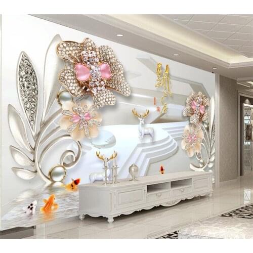 Custom mural light luxury atmosphere magnolia fragrance jewelry wallpaper living room 3D background wall diamond flower фотообои