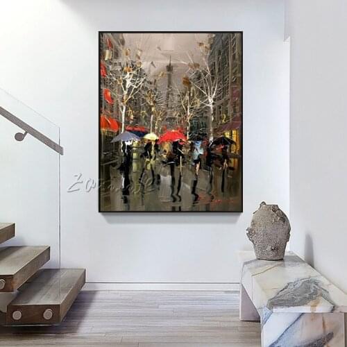 Canvas painting Wall Art Pictures for living room home decor paris london italy street art Hand Painted Paris Street quadro art
