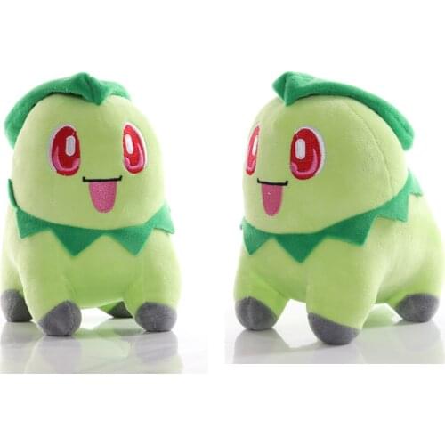 Kawaii push toys Q version Chikorita anime Pokemoned elves soft stuffed animals fine children toys as gifts for baby