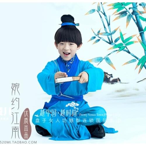 Dong Po Yin Ancient Chinese Hanfu Childe Costume for Little Boy hanfu costume for photography or Childrens Day stage clothing