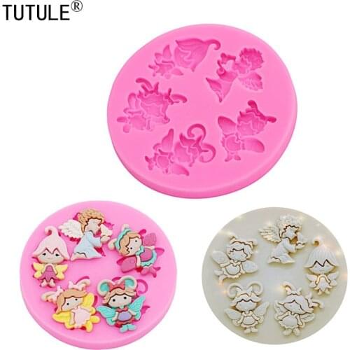 Little angel,flower fairy,Butterfly girl accessories Material mold,epoxy Clay polymer Cake Chocolate food grade silicone mold