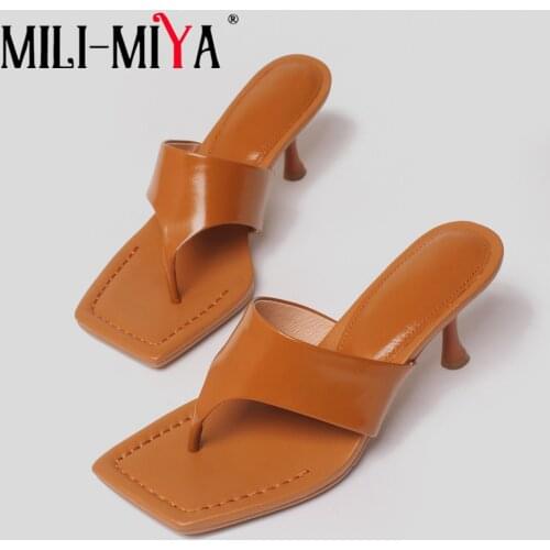 MILI-MIYA Elegant Ladies Party Dress Shoes Slippers Summer Sandals Fashion Clip Toe Women Outdoor Thin High Heels Sexy Flip Flop