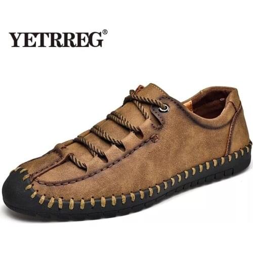 Vancat 2019 New Spring Summer Outdoor Leather Casual Shoes Breathable Mens shoes Handmade Flats Moccasins Loafers Big Size38-48
