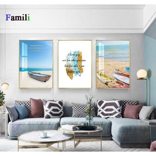 Wall Art Landscape Canvas Poster Nordic Print Ocean Sea Beach Painting Scandinavian Decoration Picture Modern Living Room Decor