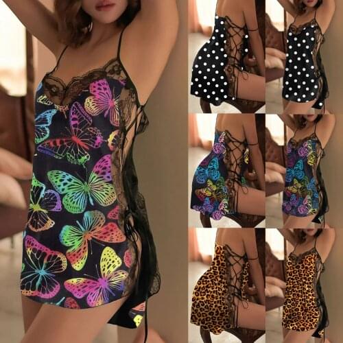 Sexy Sleepwear Women Lace Hollow See Through Summer Night Dress Sleeveless Nighties V-neck Nightgown Nightdress Soft Comfortable