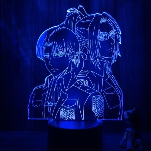 3D Nightlight Anime Levi x Hange Zoe Attack on Titan Figure 7 Colors Touch Optical Illusion Table Lamp Gift Room Decor Light