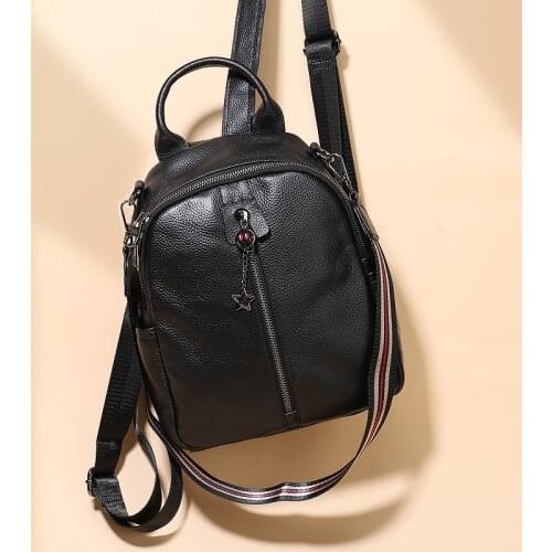 Nesitu High Quality New Fashion Black Genuine Leather Small Womens Backpack For Girl Real Skin Female Shoulder Bags M9061