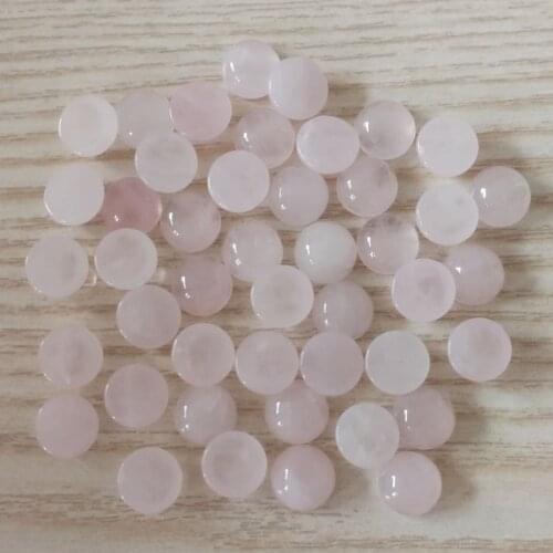 Wholesale fashion natural rose crystal stone beads charm 8mm pink round cab cabochon beads for jewelry Accessories 50pcs no hole