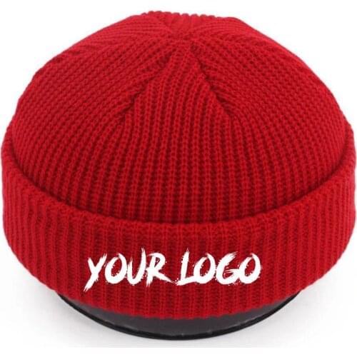 Wholesale Custom Knitted Hats Embroidered Logo Warm Beanie Mens Winter Hat