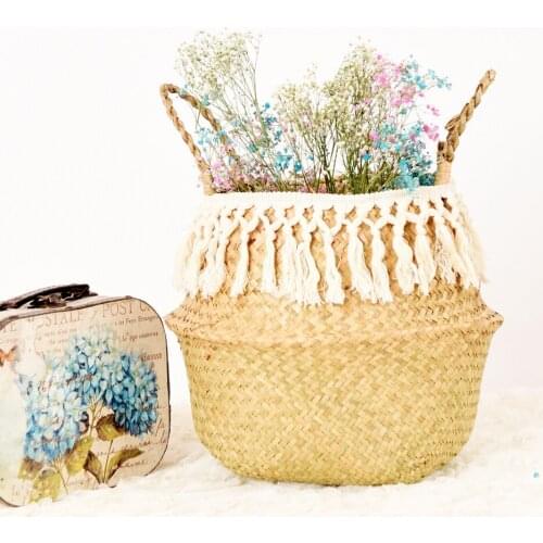 Seagrass Wicker Basket Clothes Laundry Baskets Flower Pot Folding Basket Dirty Basket Sundries Organizing Storage Baskets