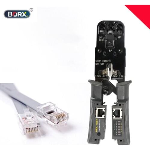 Four in one network cable pliers with tester portable network wire crimp tool strip UTP STP round cable RJ45 connector press