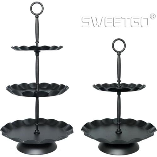 SWEETGO 3 tiers cupcake stand black wave edge tray cake tools party event supplier home decoration bakeware Kitchen& bar 2 lays