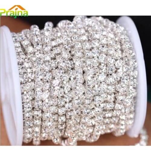 Prajna 2mm High Quality Rhinestone Chain Trim Belts for Dresses DIY Women Rhinestone Applique Decorations Sticker B37