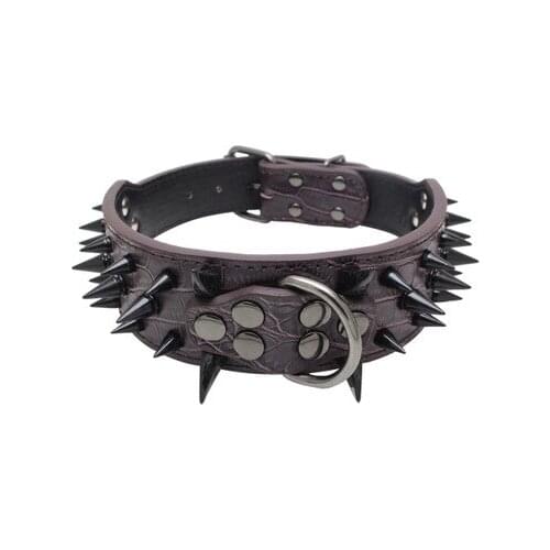 Spiked Studded Rivet PU Leather Dog Anti-Bite Collar Adjustable Pet Collars Puppy Neck Strap