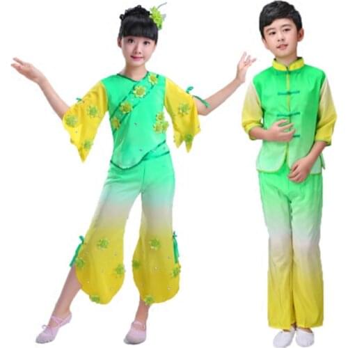 Girls' yangko clothing fan dance classical Chinese style Hanfu dance costume childrens national dance performance clothing