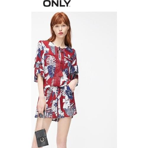 ONLY Womens Floral Lace-up Chiffon Short Jumpsuit | 119378508