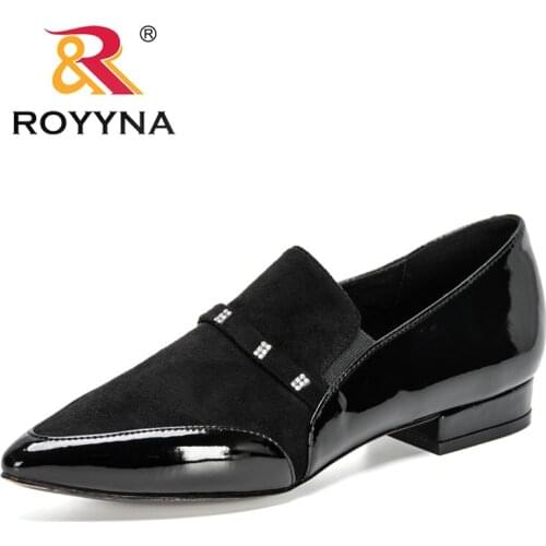 ROYYNA 2021 New Designers Flats Flock Leather Pointed Toe Solid Pumps Women Office Working Shoes Ladies Wedding Shoes Feminimo